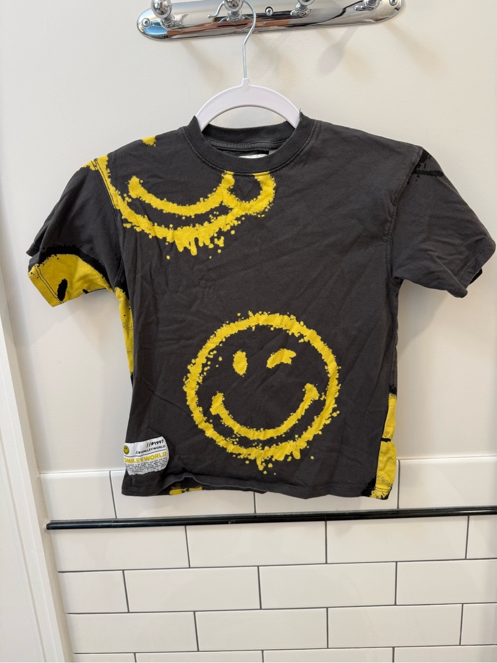 Zara Black & Yellow Smiley Graphic Tee